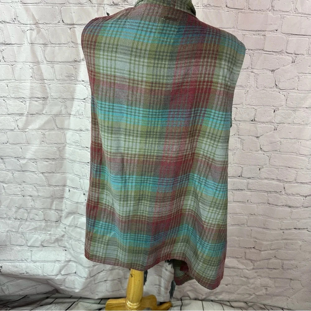 billabong open front kimono duster cardigan with fringe sz large over-sized - Picture 3 of 9